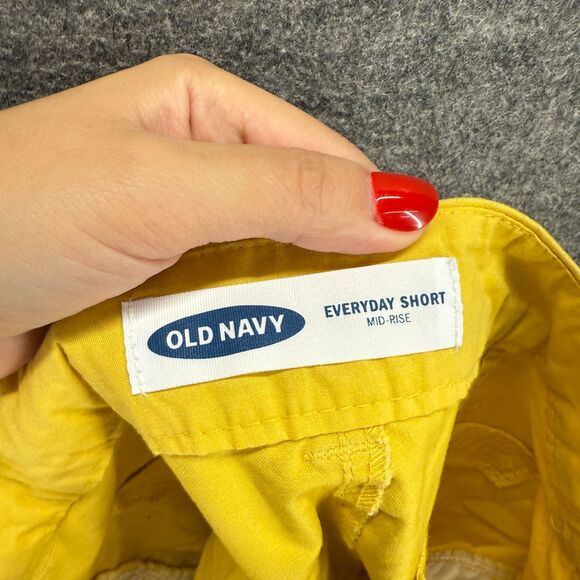 Old Navy Shorts Women 0 Yellow Mid Rise Chino Pockets Cotton Everyday Short - Picture 7 of 9